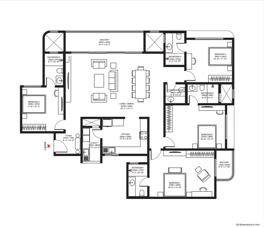 sobha magnum 4 bhk floor plan