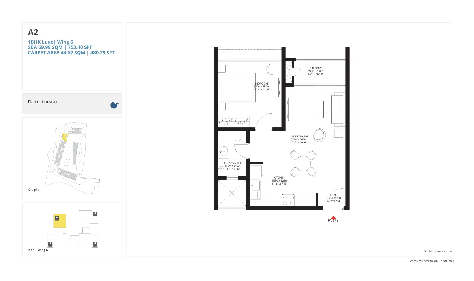 sobha hamptons 1 bhk Floor Plan