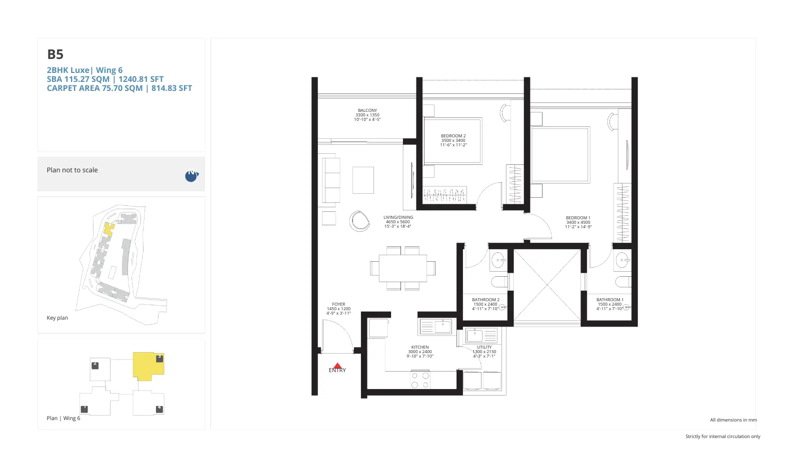 sobha madison heights Floor Plan 2 bhk