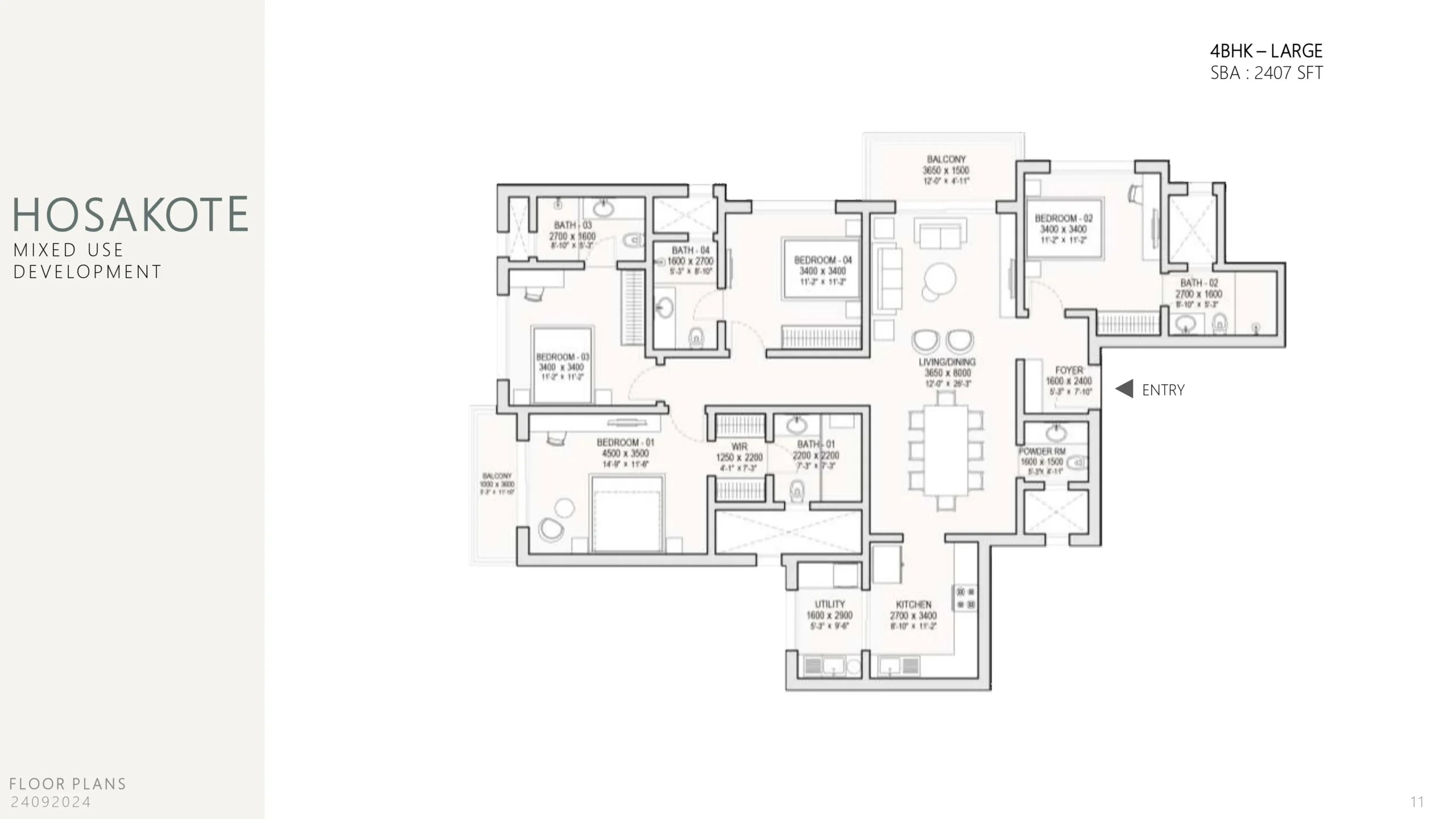 sobha codename trinity-floor-plan 4 bhk
